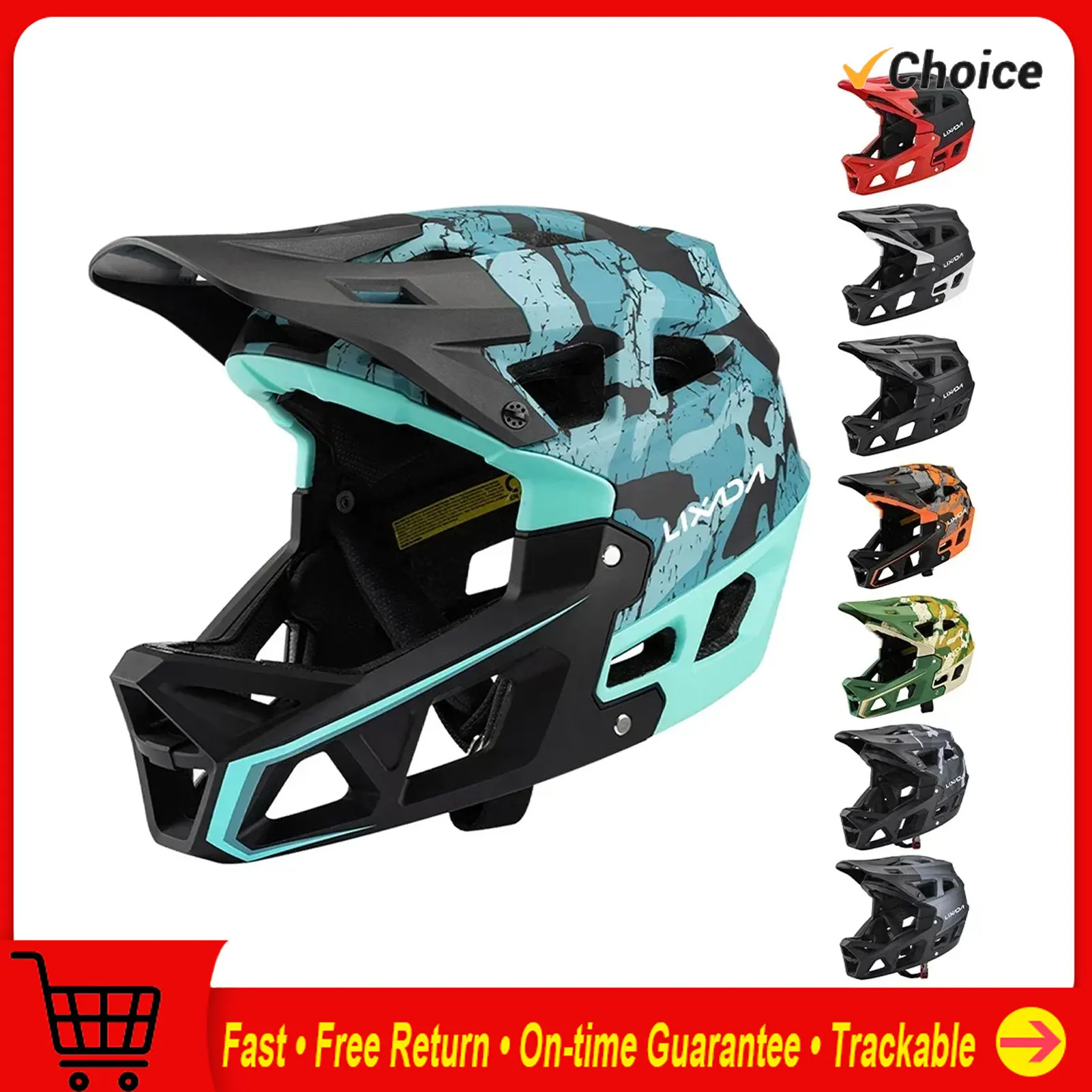 Mountain Biking Full Face Helmet - Mountain Bike Safety Cycling Gear Full