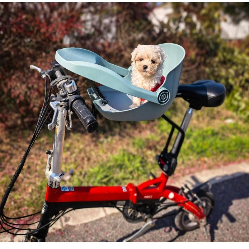 Mountain Biking With Dog - Foldable Bike Pet Carrier Front Basket